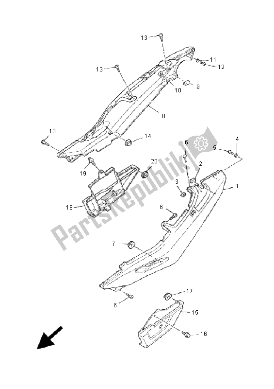 Todas as partes de Tampa Lateral do Yamaha XJ 900S Diversion 2001