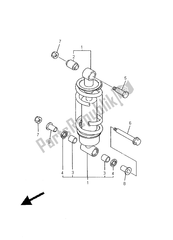 Toutes les pièces pour le Suspension Arrière du Yamaha XJ 600N 2000