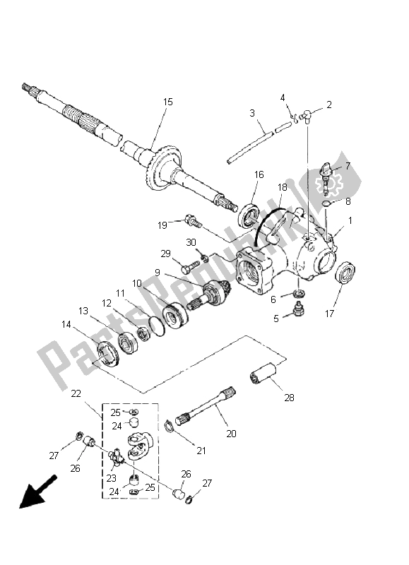 All parts for the Drive Shaft of the Yamaha YFM 80R 2008