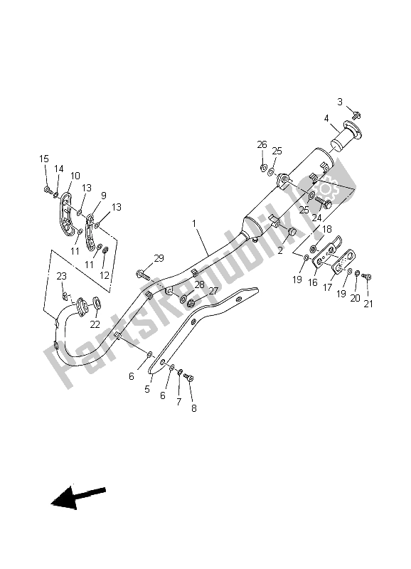 Tutte le parti per il Scarico del Yamaha TT R 125 SW LW 2002