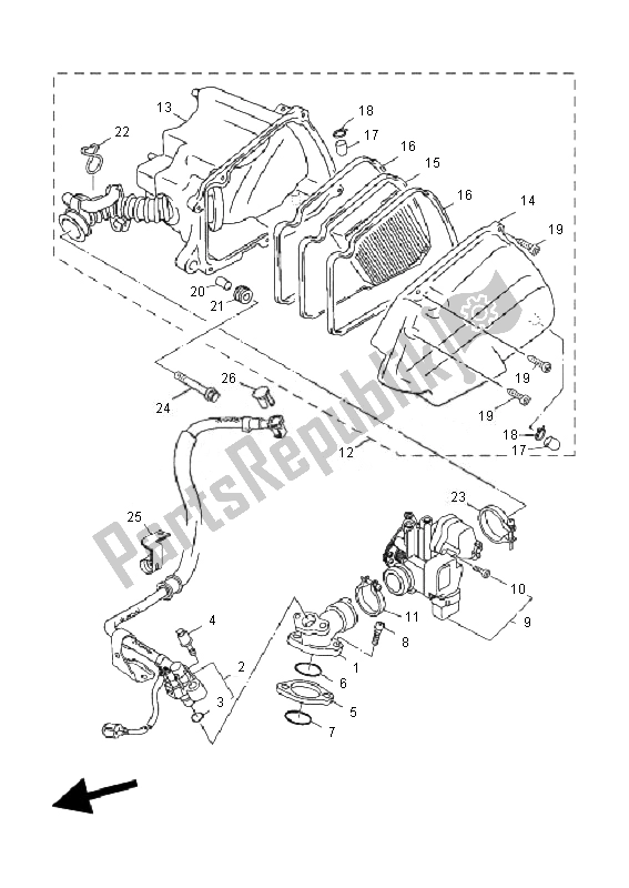 All parts for the Intake of the Yamaha YN 50F 4T Neos 2010