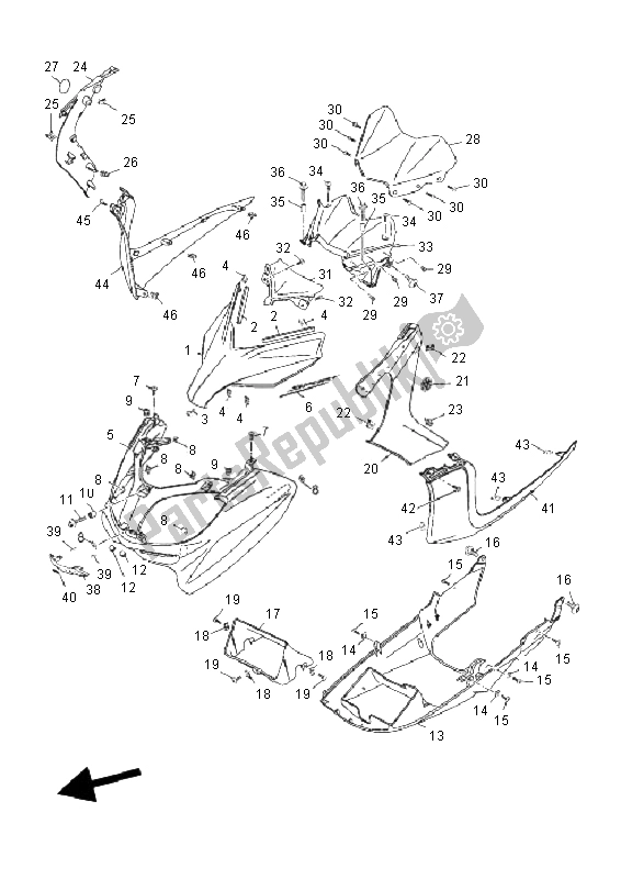 All parts for the Windshield of the Yamaha YP 250R Sport X MAX 2011