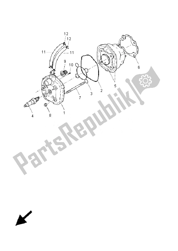 All parts for the Cylinder Head of the Yamaha YQ 50R Aerox 2007