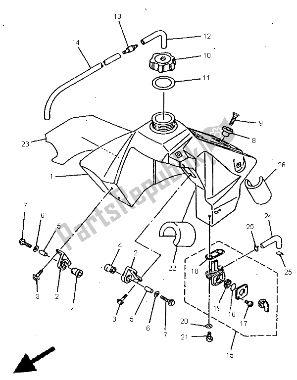 Toutes les pièces pour le Réservoir D'essence du Yamaha YZ 80 LC 1997