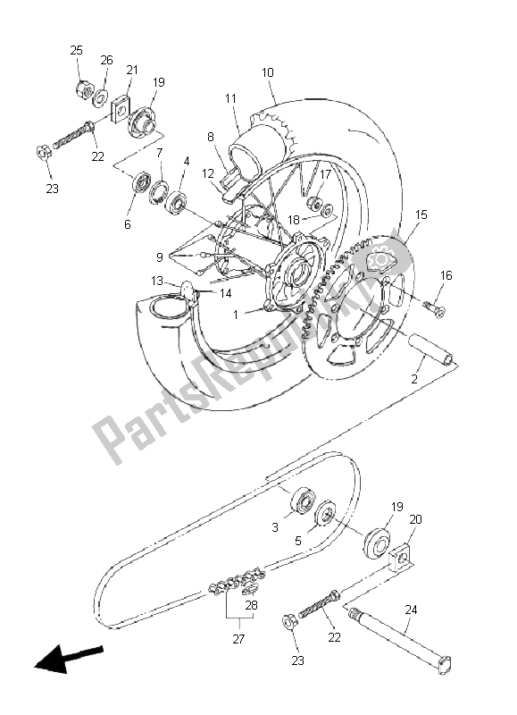 Todas las partes para Rueda Trasera de Yamaha WR 250F 2008