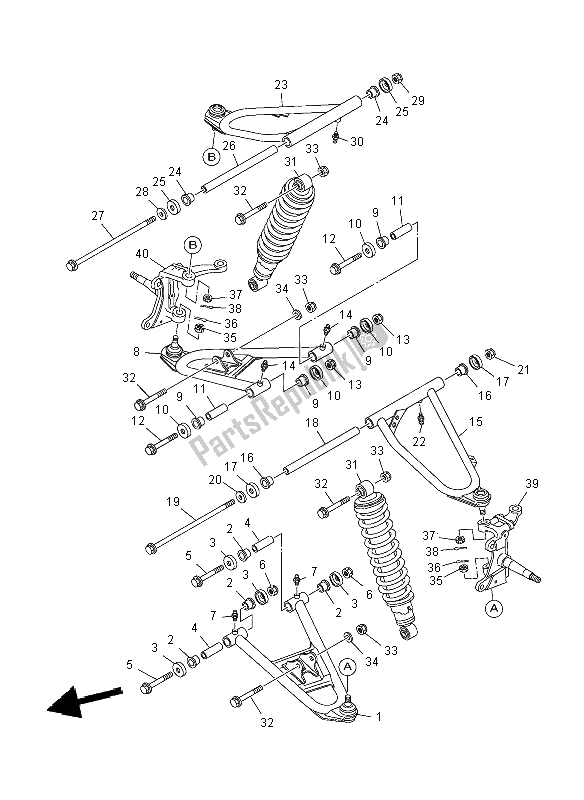 All parts for the Front Suspension & Wheel of the Yamaha YFM 250R 2012