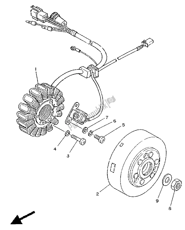 All parts for the Generator of the Yamaha TZR 250 1988