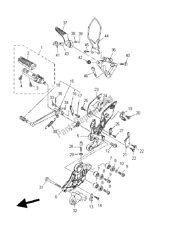 All parts for the Stand & Footrest 2 of the Yamaha MT 01 5 YU4 1670 2006