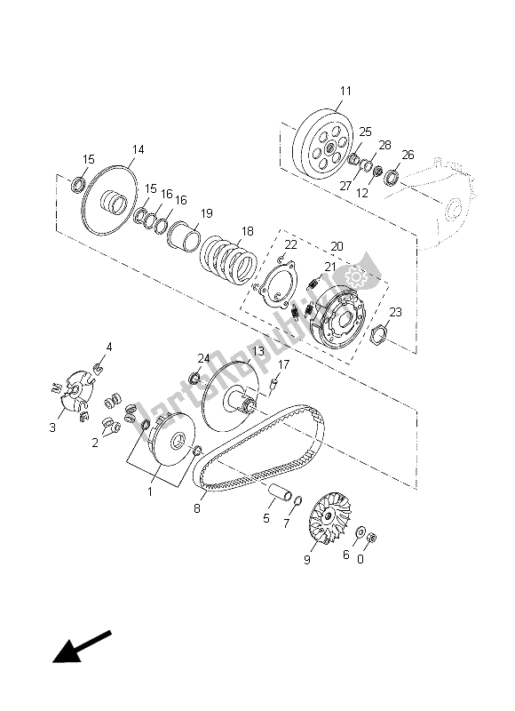 All parts for the Clutch of the Yamaha YP 125R X MAX 2012
