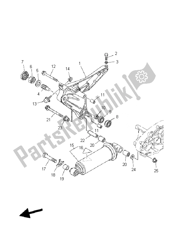 All parts for the Rear Arm & Suspension of the Yamaha XP 500A T MAX 2010