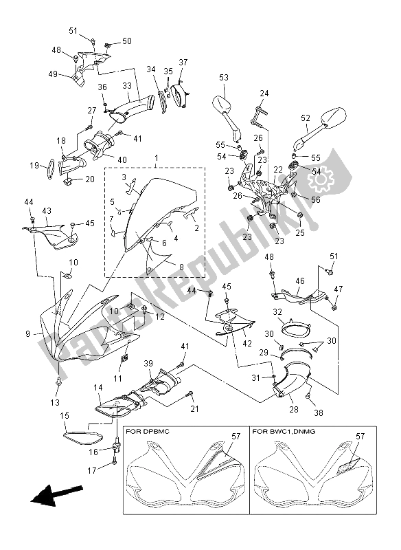 Tutte le parti per il Cowling 1 del Yamaha YZF R1 1000 2008