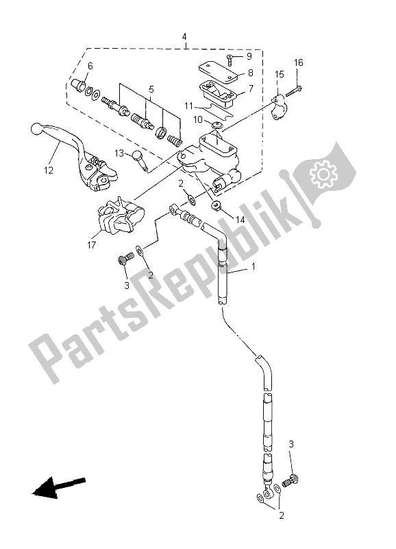 Tutte le parti per il Pompa Freno Anteriore del Yamaha YZ 450F 2007