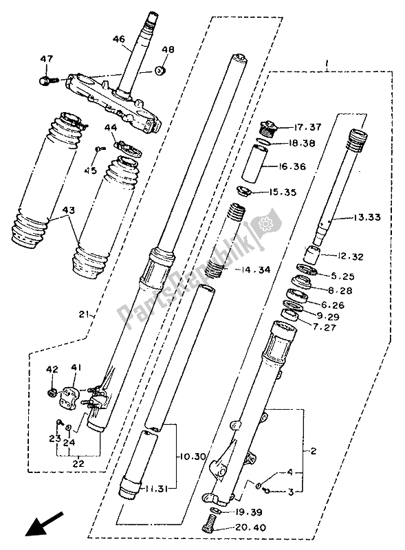 Wszystkie części do Przedni Widelec Yamaha XT 600E 1993