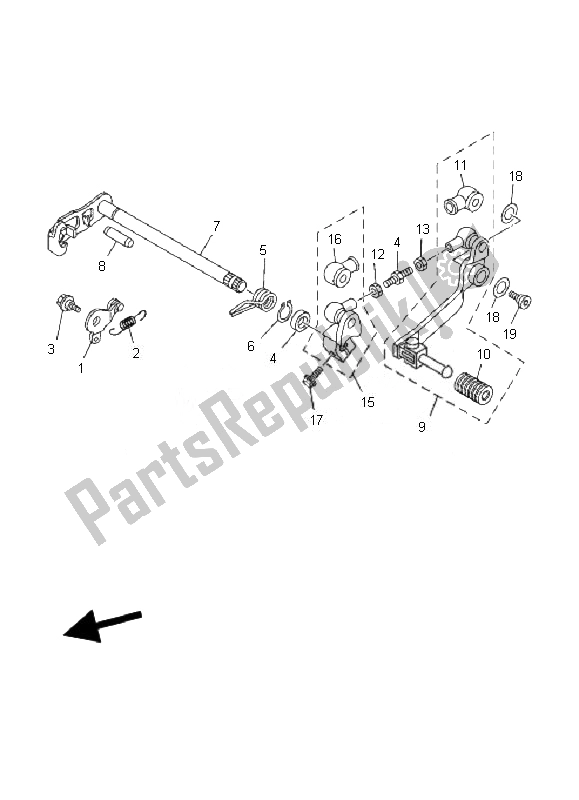 Todas as partes de Eixo De Mudança do Yamaha TT R 125 SW LW 2007