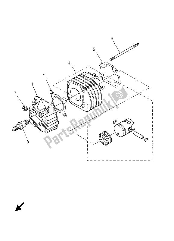 All parts for the Cylinder of the Yamaha CS 50R AC JOG 2006