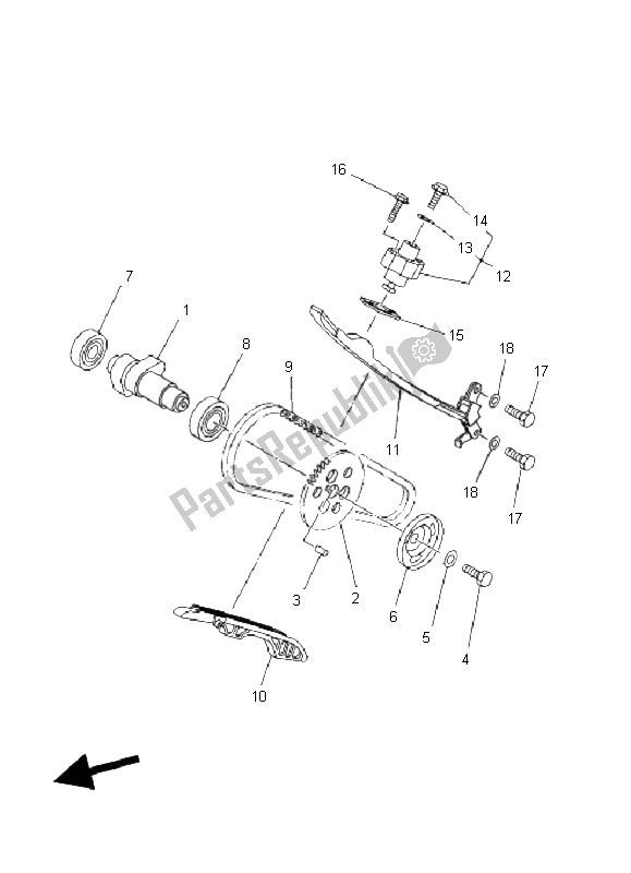 Alle onderdelen voor de Nokkenas & Ketting van de Yamaha YFM 450F Grizzly EPS Yamaha Black 2011