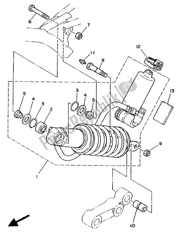 Todas as partes de Suspensão Traseira do Yamaha TY 250R 1988