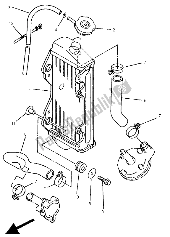 All parts for the Radiator & Hose of the Yamaha YZ 80 LC 1999