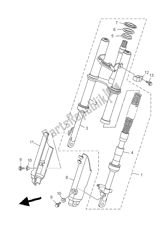 Toutes les pièces pour le Fourche Avant du Yamaha TT R 50E 2009