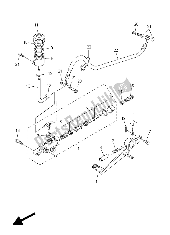 Toutes les pièces pour le Maître-cylindre Arrière du Yamaha YZF R1 1000 2005