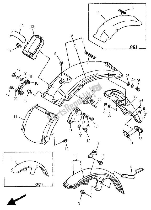 All parts for the Fender of the Yamaha XV 535 S Virago 1996