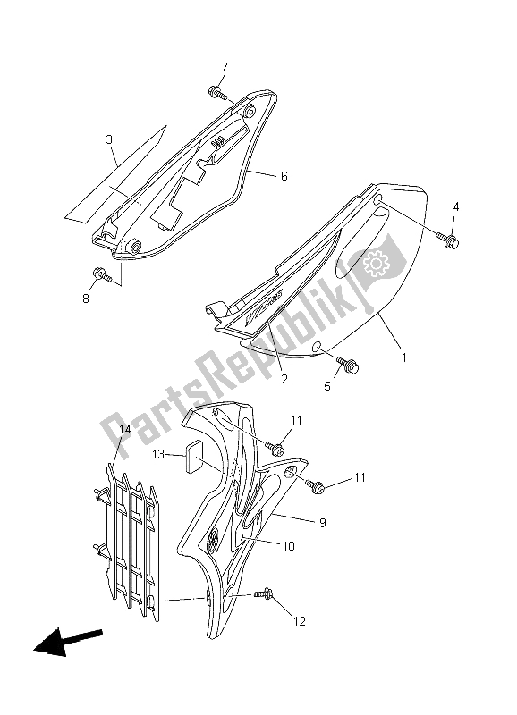 All parts for the Side Cover of the Yamaha YZ 85 SW LW 2004