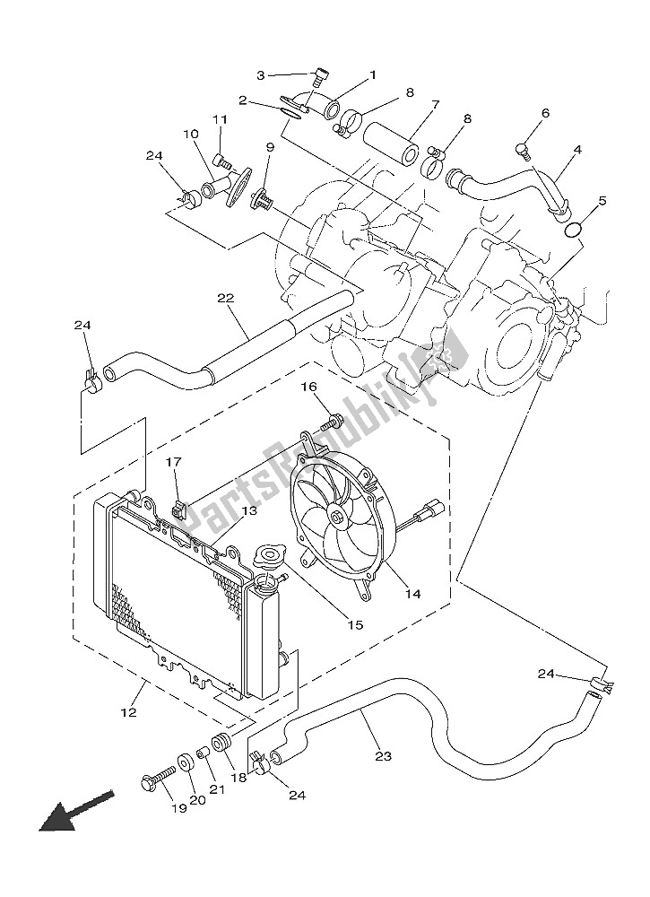 All parts for the Radiator & Hose of the Yamaha YFM 450 FWA Grizzly 4X4 2016