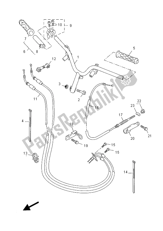 All parts for the Steering Handle & Cable of the Yamaha YN 50F 2012