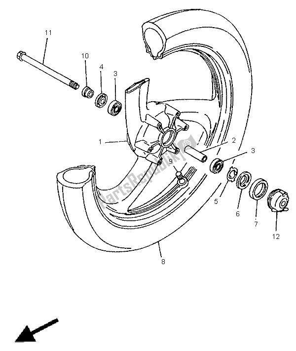 Toutes les pièces pour le Roue Avant du Yamaha TDR 125 1998