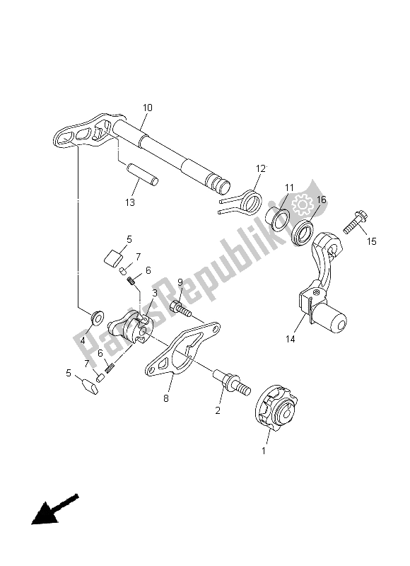 Alle onderdelen voor de Schakelas van de Yamaha WR 250F 2015