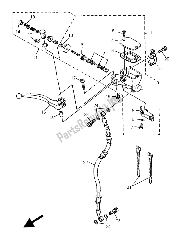 All parts for the Front Master Cylinder of the Yamaha XJ 600S Diversion 1996