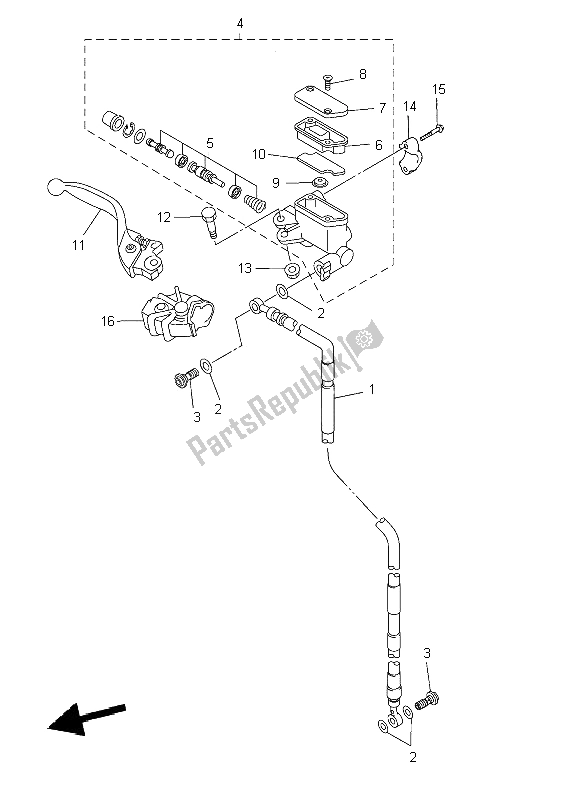 Tutte le parti per il Pompa Freno Anteriore del Yamaha YZ 250 2009