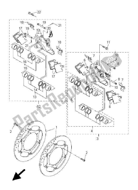 Tutte le parti per il Pinza Freno Anteriore del Yamaha FJR 1300A 2008