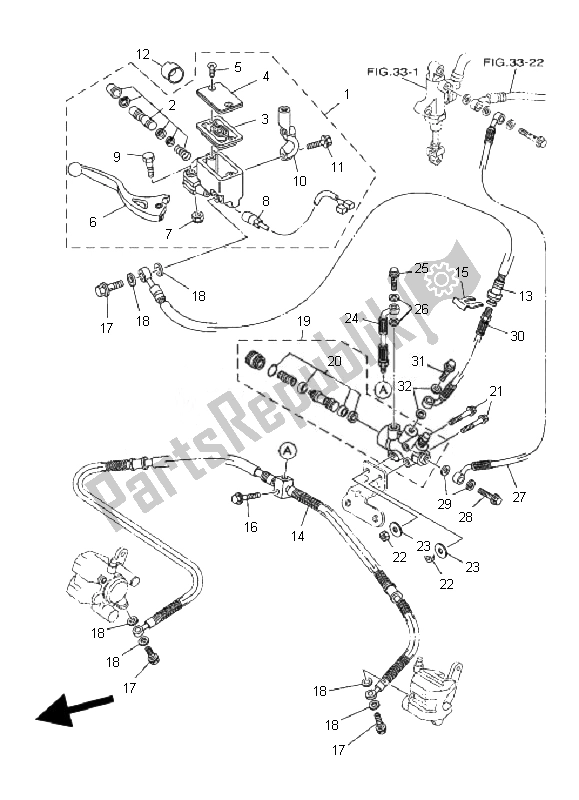 Tutte le parti per il Pompa Freno Anteriore del Yamaha YFM 350R 2007