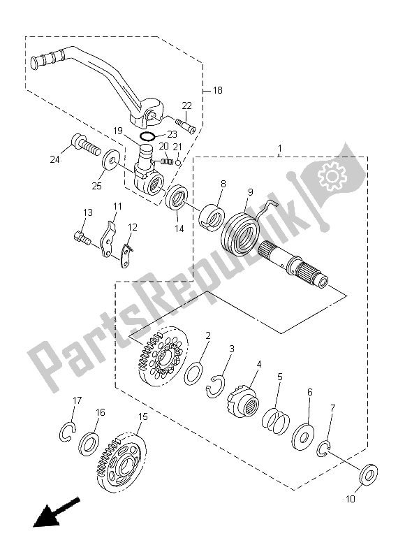 All parts for the Starter of the Yamaha WR 450F 2014