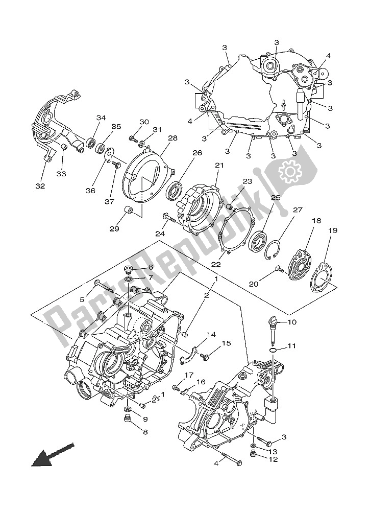 All parts for the Crankcase of the Yamaha YFM 450 Fwad IRS Grizzly 4X4 2016