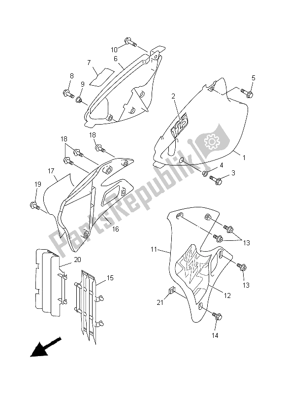 Tutte le parti per il Coperchio Laterale del Yamaha YZ 125 1997