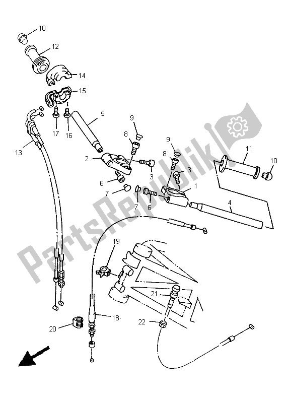 All parts for the Steering Handle & Cable of the Yamaha TRX 850 1997