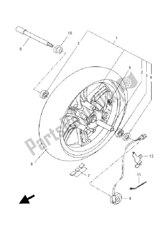 All parts for the Front Wheel of the Yamaha VP 250 X City 2008