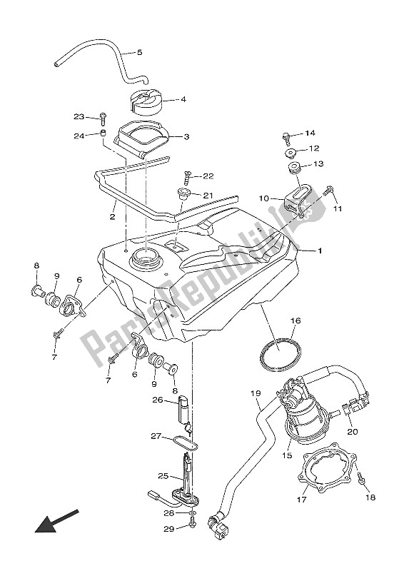 Alle onderdelen voor de Benzinetank van de Yamaha WR 450F 2016