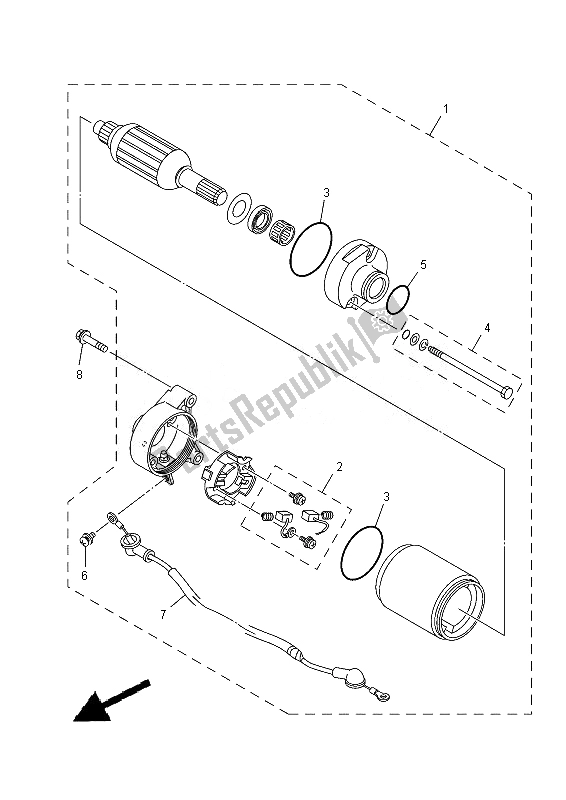 All parts for the Starting Motor of the Yamaha TT R 125 LWE 2013