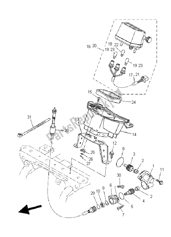 Toutes les pièces pour le Mètre 2 du Yamaha YFM 350 Grizzly 2X4 2007