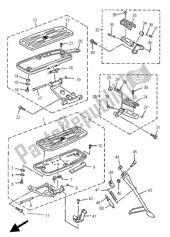 Toutes les pièces pour le Support Et Repose-pieds du Yamaha XVZ 1300A Royalstar 1997