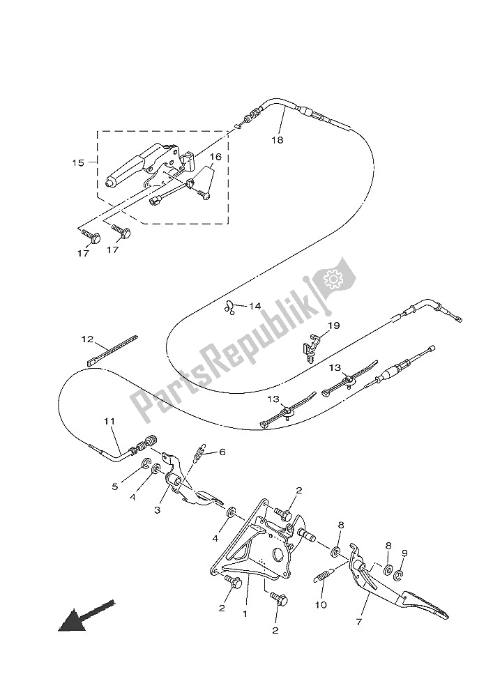 All parts for the Pedal Wire of the Yamaha YXE 700E 2016