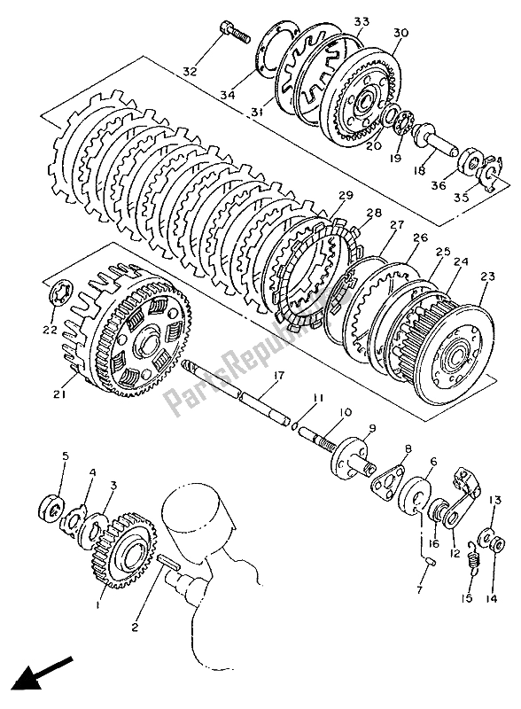 Toutes les pièces pour le Embrayage du Yamaha XV 1000 SE Virago 1988