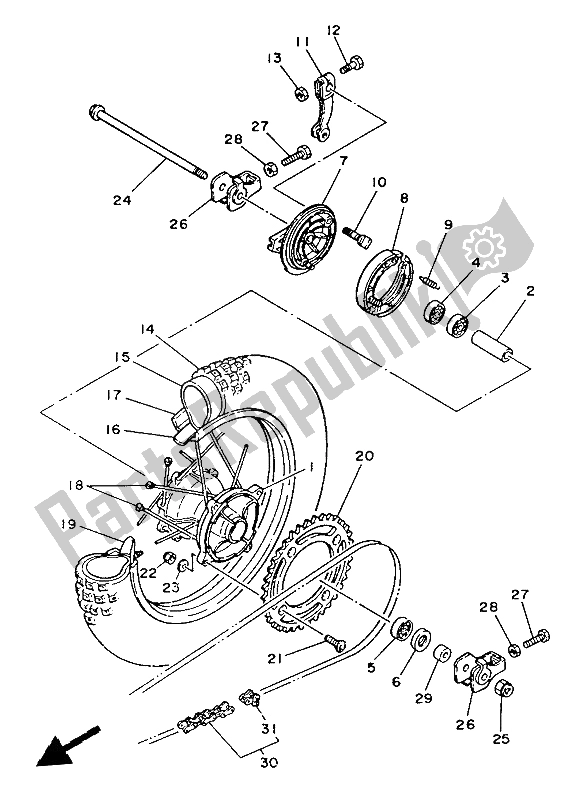 Tutte le parti per il Ruota Posteriore del Yamaha YZ 80 1986