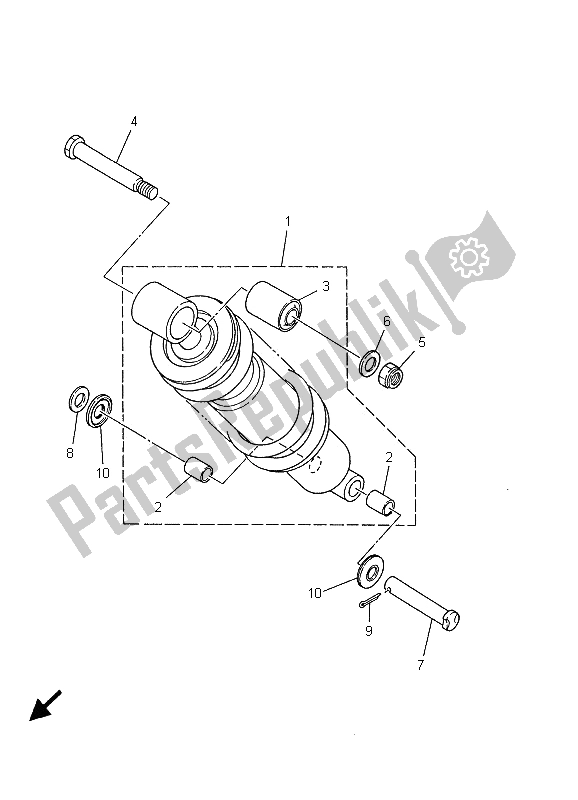 All parts for the Rear Suspension of the Yamaha TW 125 2001