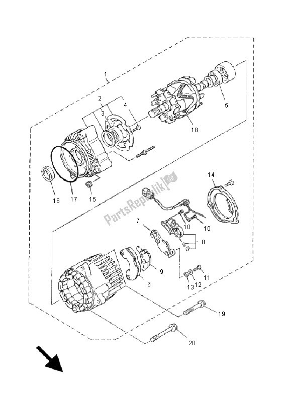 All parts for the Generator of the Yamaha XJ 900S Diversion 2001