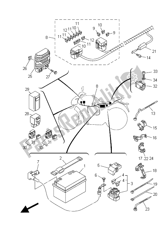 All parts for the Electrical 1 of the Yamaha MT-07 700 2015