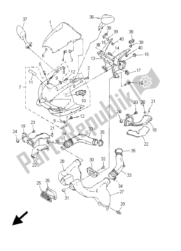 Tutte le parti per il Cowling 1 del Yamaha YZF R6 600 2001